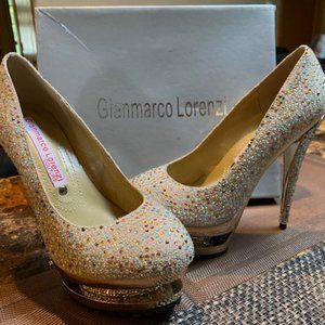 Gianmarco Lorenzi Women's Crystal Studded Stiletto Platform Pumps - Size EU 37